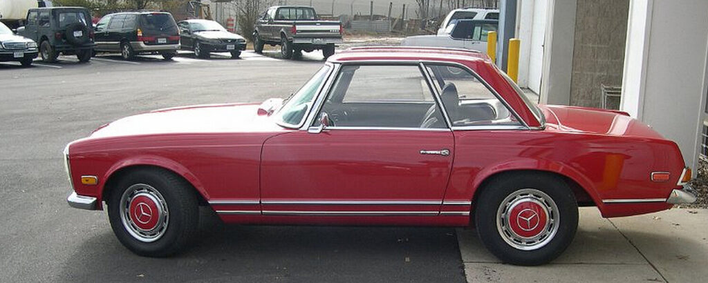 1970 Mercedes 280 SL red side view