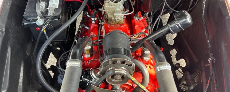 1950 Ford F-1 engine bay Black Wolf Automotive