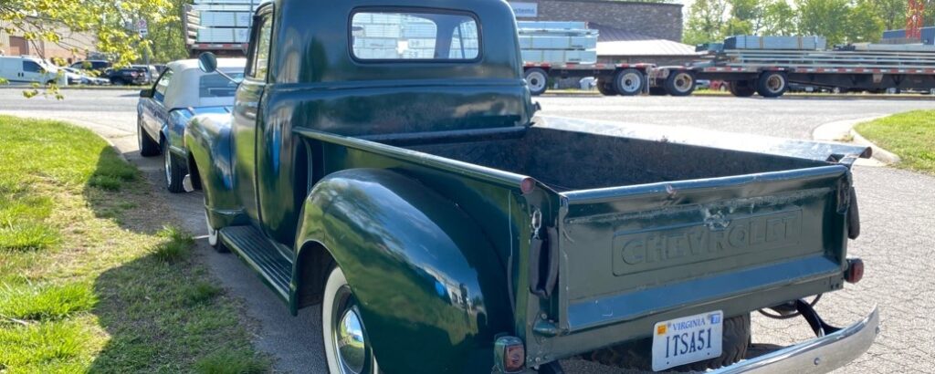 1951 Chevy 3100 rear view antique classic vintage truck restoration Black Wolf Automotive Specialties