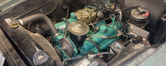 1956 Buick Century engine bay under hood 