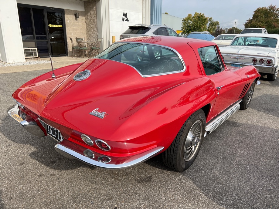 Red 1966 Chevy Corvette rear view