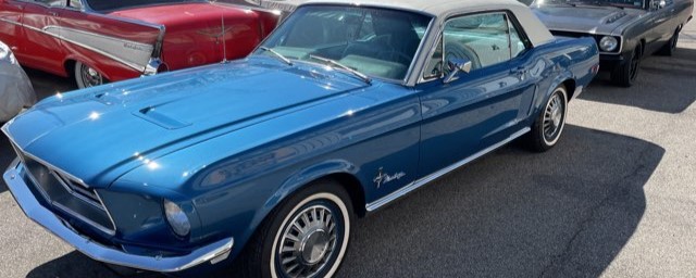 1968 Ford Mustang blue at Black Wolf Automotive