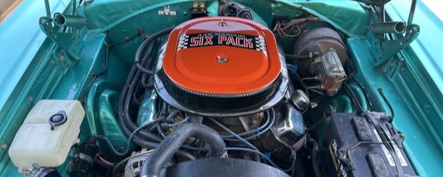 1969 Dodge 440 Six Pack engine bay under the hood Black Wolf Automotive Specialties