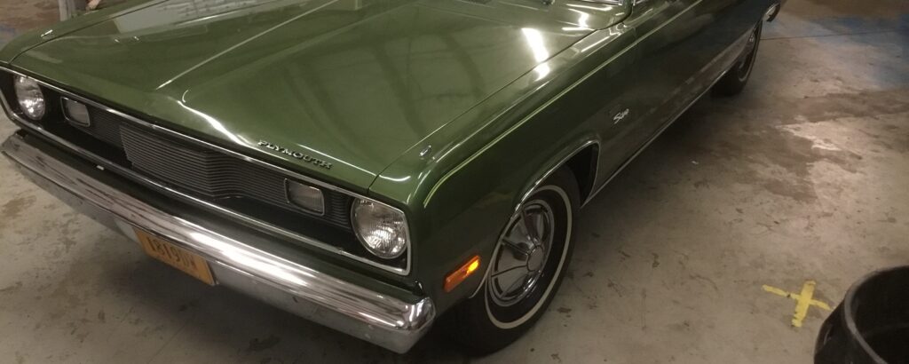 1972 Plymouth Scamp green front view Black Wolf Automotive Specialties