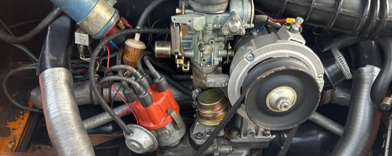 1973 Volkswagen Karmann Ghia engine with carburetor