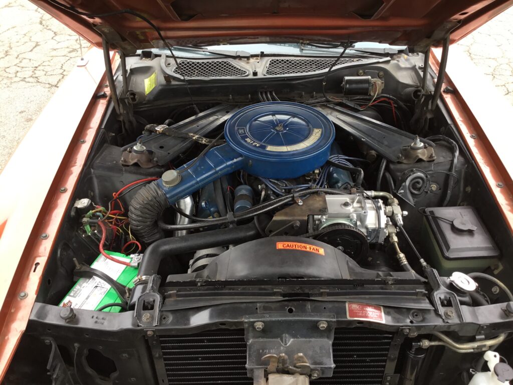 1973 Ford Mustang engine bay