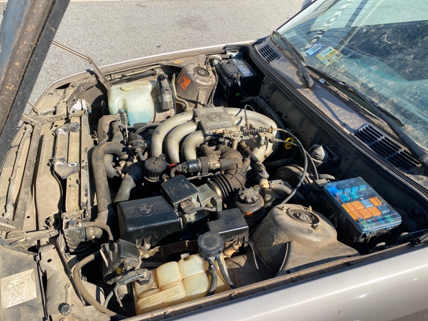 1988 BMW 325I engine bay before restoration