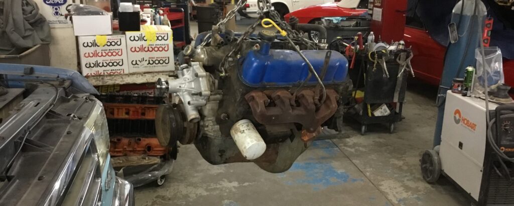 1989 Ford Bronco engine before Black Wolf Automotive restoration