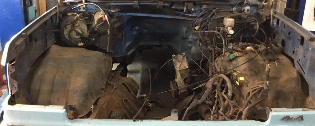 1989 Ford Bronco engine bay restoration