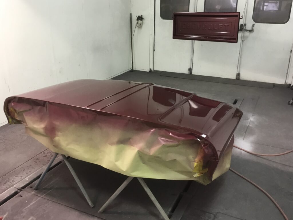 1963 Chevrolet C10 auto body repair tailgate & hood paint